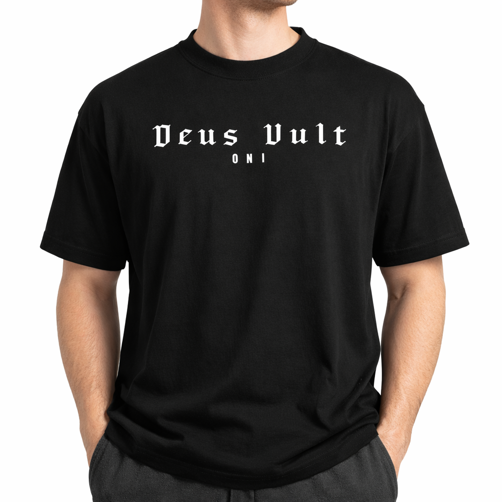 'Deus Vult' schwarzes Oversized Shirt