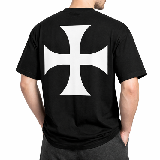 'Deus Vult' schwarzes Oversized Shirt